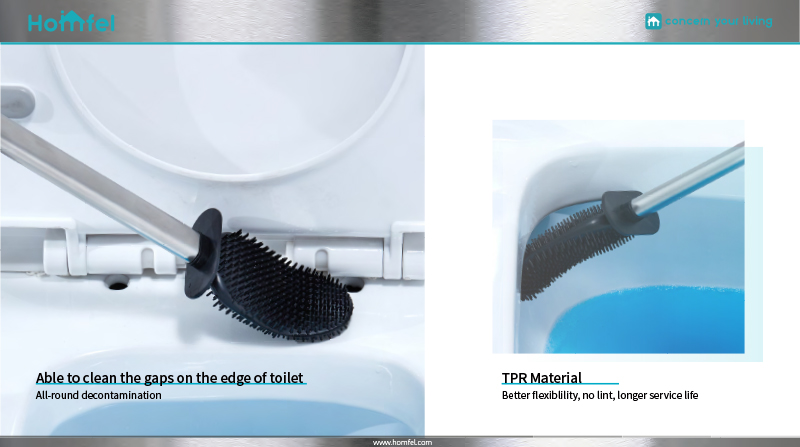 Stainless Steel Compact Bathroom TPR Toilet Brush Holder Set with Hot European Design and Durable Brush
