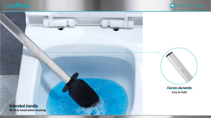 Stainless Steel Compact Bathroom TPR Toilet Brush Holder Set with Hot European Design and Durable Brush