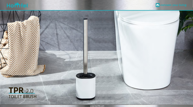 Stainless Steel Compact Bathroom TPR Toilet Brush Holder Set with Hot European Design and Durable Brush