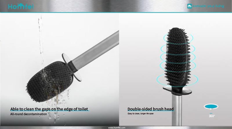 Stainless Steel Compact Bathroom TPR Toilet Brush Holder Set with Hot European Design and Durable Brush