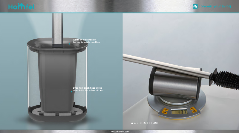 Stainless Steel Compact Bathroom TPR Toilet Brush Holder Set with Hot European Design and Durable Brush
