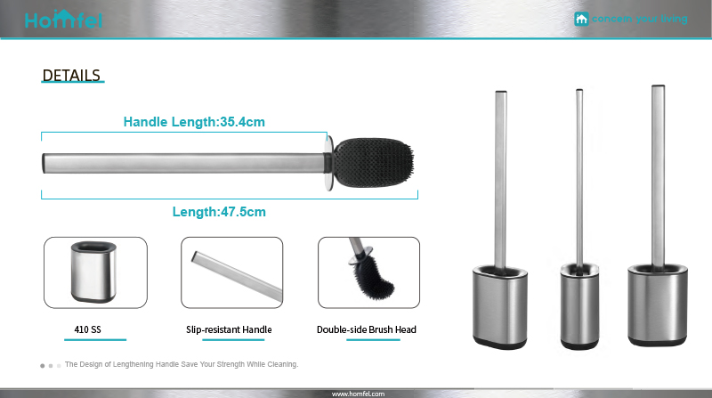 Stainless Steel Compact Bathroom TPR Toilet Brush Holder Set with Hot European Design and Durable Brush