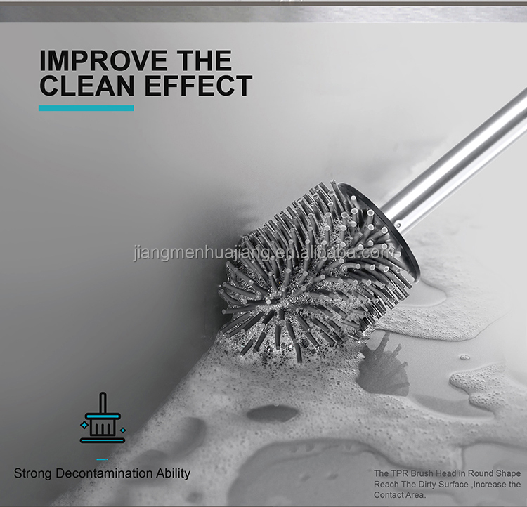 Modern Design Stainless Steel Toilet Brush with Matt Finish and Anti-Fingerprint Silicone