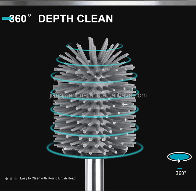 Modern Design Stainless Steel Toilet Brush with Matt Finish and Anti-Fingerprint Silicone